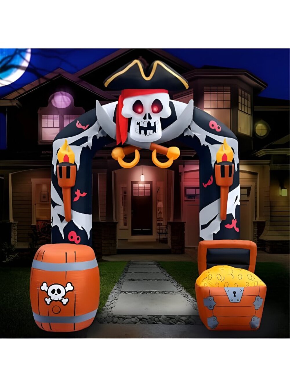 9.5FT Halloween Inflatables Pirate Skull Archway Outdoor Decoration